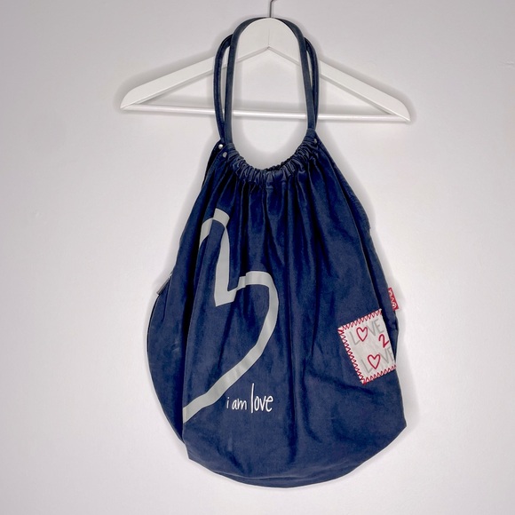 Peace Love World Blue & White “I am Peace” “I am love” peace sign shoulder bag - Picture 3 of 16
